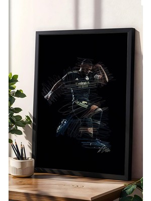 Satürn Design Karim Benzema Portre Futbol Çerçeveli Tablo - Estetik Poster