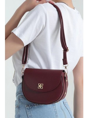 Tesettür Diyarı Zımba Detaylı Omuz Çantası- Bordo