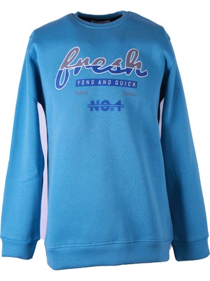Trender Fresh Baskı 0 Yaka 3 Ip Mavi Erkek Sweatshirt 26KL71G08007