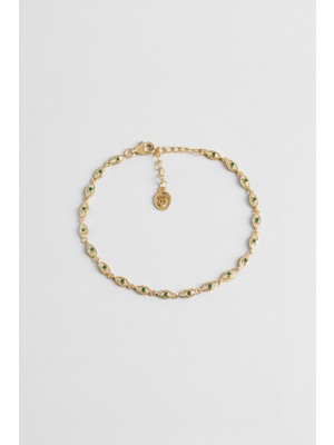 So CHIC Iris Gözü 18 Ayar Sarı Altın Kaplama 20 Cm Gümüş Bileklik