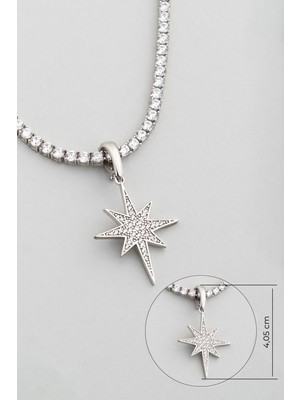 So CHIC Kuzey Yıldızı 18 Ayar Beyaz Altın Kaplama Gümüş Charm