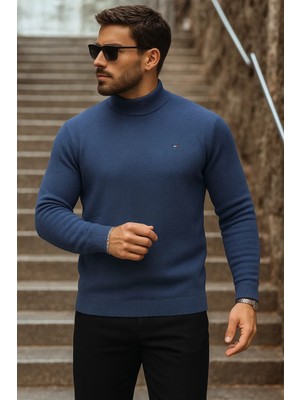 Comstar Erkek Yarım Boğazlı Premium Lacivert Triko Kazak