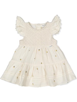 Bebetto Dokuma Müslin Elbise (Sweet Lemon) Koyu Ekru