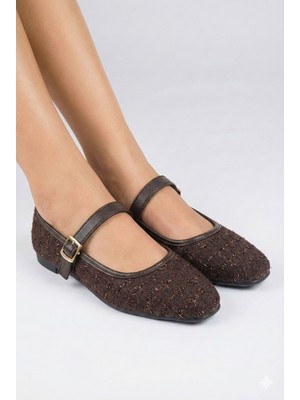 Nmoda Tüvit Kumaş Mary Jane Babet Şık Tokalı Ortopedik Taban Günlük Ayakkabı