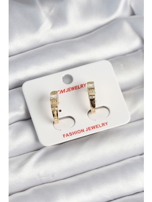 Vice Avm Pirinç Gold Renk Zirkon Taşlı Vintage Kadın Küpe EB-53-vice/(1395) 2962