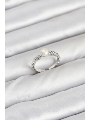 Vice Avm Pirinç Gümüş Renk Göbek İnci Model Kadın Yüzük EB-53-vice/(1395) 2942