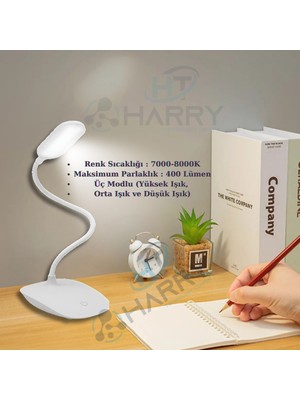 Empressco Şarjlı Mini Masa Lambası, 400 Lümen, Dokunmatik, 3 Mod, Kitap Okuma Işığı