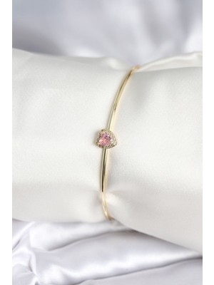 Vice Avm Pembe Zirkon Taşlı Kalp Model Gold Renk Kadın Bileklik Vice-5353 EB-53-vice/(1395) 2994