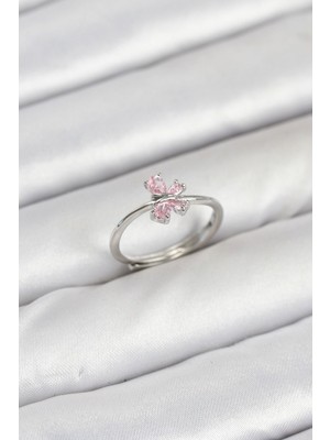 Vice Avm Pirinç Gümüş Renk Pembe Kelebek Kadın Yüzük EB-53-vice/(1395) 2926