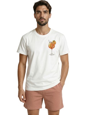 Color Luxe Kokteyl ve Portakal Dilimi Baskılı Premium Erkek Tişört