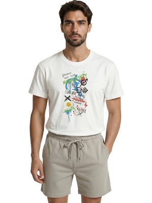 Color Luxe ''forever Young'' ve Graffiti Yazılı Karmaşık Sokak Stili Premium Erkek Tişört