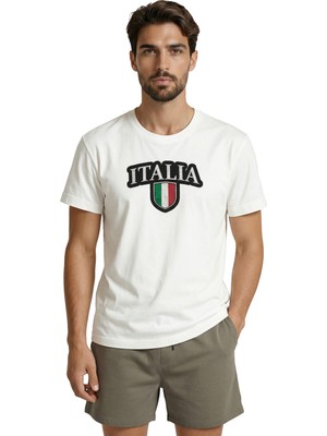 Color Luxe Italyan Bayrağı Kalkan Logolu Sportif Tasarım Premium Erkek Tişört