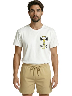 Color Luxe Sarı Siyah F1 Yarış Arabası Eskiz Baskılı Premium Pamuk Erkek Tişört