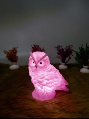 Empressco Pembe LED Işıklı Baykuş Gece Lambası Sıcak ve Şık Ortam Aydınlatması