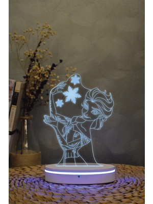 Empressco 3D Elsa ve Karlar Ülkesi Temalı Renkli Dekoratif Gece Lambası