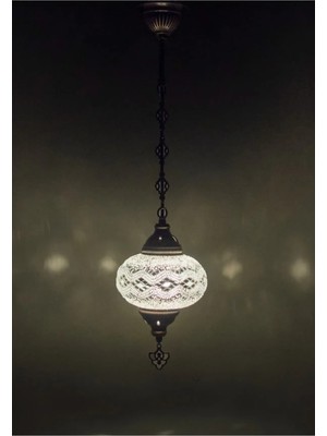 Empressco Beyaz Mozaik Lamba Tekli Avize Otantik Bohem Sarkıt, Şık ve Şıklık Katıcı Tasarım