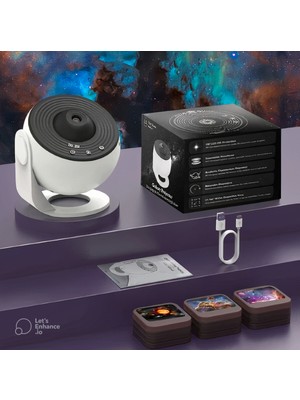 Empressco Döner Gece Lambası, 4K Görüntü ve 360° Döndürme Özelliği, Beyaz