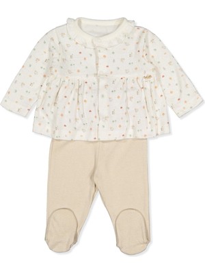 Bebetto Organik Süprem Double Patikli Pijama Takımı 2li (Organıc My Mushroom) Bej