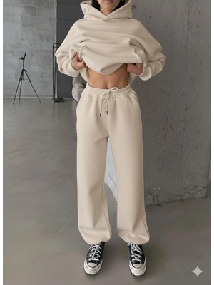 Evyora 3 Iplik Şardonlu Lastik Paça Eşofman Bej P510439