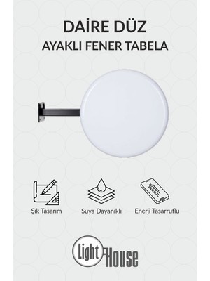 Empressco Çift Taraflı Işıklı Fener Tabela 45CM Düz Ayak Beyaz