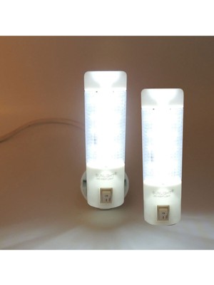 Empressco 0,5W Tasarruflu Uzun LED Gece Lambası, 2'li, Işıklı, Düğmeli, Beyaz