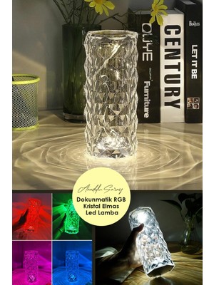 Empressco Renkli Rgb Kristal Elmas LED Dokunmatik Masa Lambası, Şık ve Modern Aydınlatma