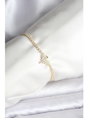 Prativas Anka Kuşu Model Zirkon Taşlı Gold Renk Pirinç Su Yolu Kadın Bileklik - PRT3500EB09578