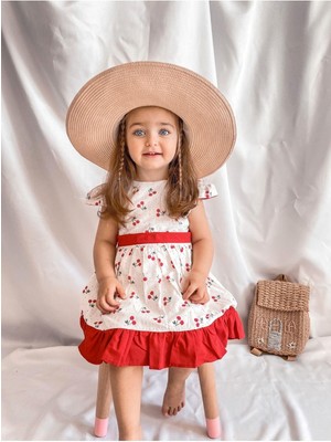 Magu Kız Çocuk Kiraz Desenli Elbise