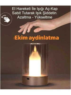 Elioure Ekim Aydınlatma Tokyo Hareket Algılamalı Dimmerli Şarjlı Masa Lambası CT8432