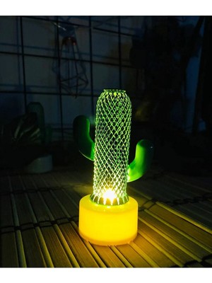 Empressco Yeşil Şık Dekoratif LED Mini Kaktüs Gece Lambası 1 Adet