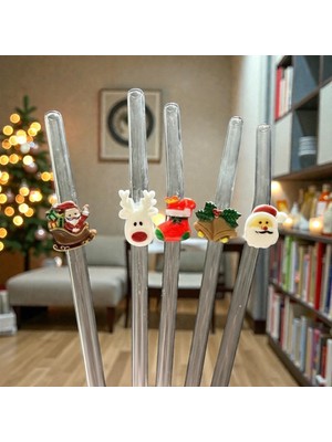 Yeni Yıl Yılbaşı Christmas Pipet 5li Set