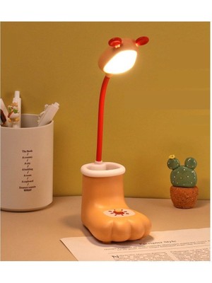 Empressco Şirin Turuncu Pati Tasarımlı Masa Lambası ve Kalemlik, 25X7 Ölçülerinde