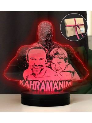 Empressco Babalara Özel Kahramanım Temalı 3D LED Gece Lambası, Kırmızı Renkli, Şık ve Sıcak Atmosfer