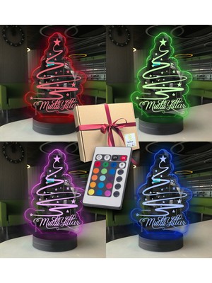 Empressco Renkli 3D Çam Ağacı LED Gece Lambası, Yılbaşı Temalı, Sıcak ve Şık Aydınlatma