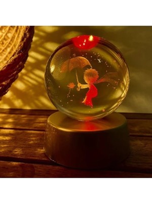 Empressco Rengarenk Işıklı Cam Küre, Renk Değiştiren Küre, Küçük Prens Temalı Dekorasyon