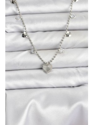 Vice Avm Pirinç Gümüş Renk Kalp Model Kadın Kolye EB-53-vice/(1395) 3223