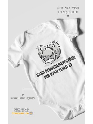 Bana Reddedemeyeceğim Bir Uyku Teklif Et Baskılı Bebek Zıbını – Çıtçıtlı Body 8 Renk | %100 Pamuk Kısa Kol