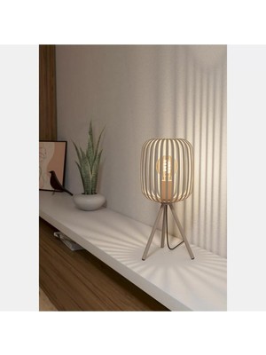 Empressco Şık Bej Çelik Masa Lambası, 43,5 cm Yüksekliğinde Modern Tasarım