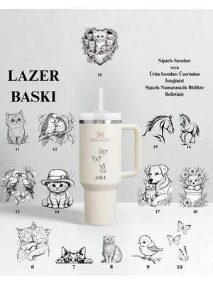 Stanley Kişiye Özel Quencher Pipetli Termos 1,18 Özel Isimli Krem