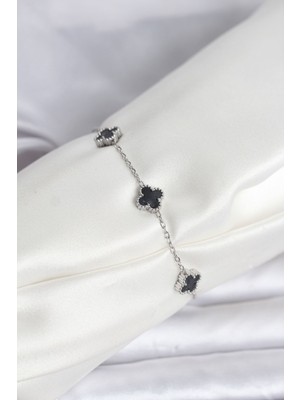 Vice Avm 316L Çelik Gümüş Renk Siyah Baby Boy Yonca Bileklik EB-53-vice/(1395) 3288