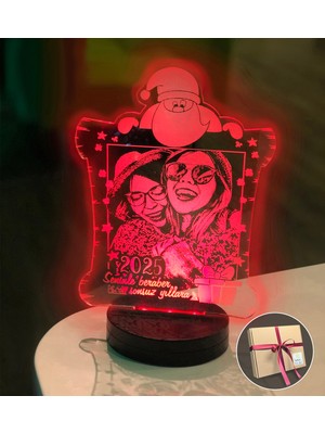 Empressco Kişiye Özel Dikdörtgen Kardan Adam 3D LED Gece Lambası, Kırmızı Renk