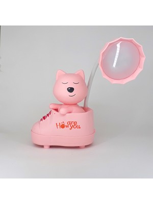 Empressco Pembe Işıklı Şarjlı Çocuk Masa Lambası, Şarjlı ve Kalem Traşlı Tasarım