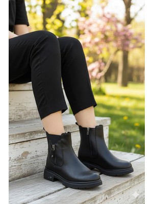 Fort 222263 Ventes Rahat Sıcak Astar Kaymaz Taban Fermuarlı Kadın Bot