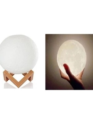 Empressco 3D Dolunay Tasarımlı Modern Beyaz Gece Lambası, Şık ve Şık Masa Lambası