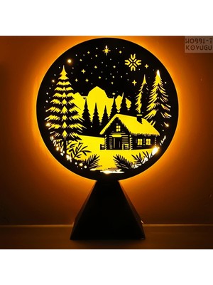 Empressco Şık Siyah Dağ Evi Gece Lambası, Sıcak ve Rahat Atmosu Için Tasarlandı