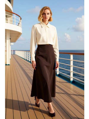 Benerly Kadın %100 Pamuk Maxi Etek Düz Kalıp Fonksiyonel Dayanıklı Kaliteli Konforlu Estetik Rahat