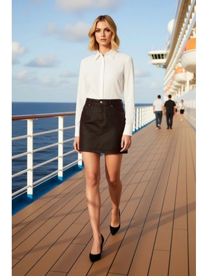 Benerly Kadın %100 Pamuk A Kesim Yüksek Bel Mini Etek Fonksiyonel Dayanıklı Kaliteli Konforlu Spor