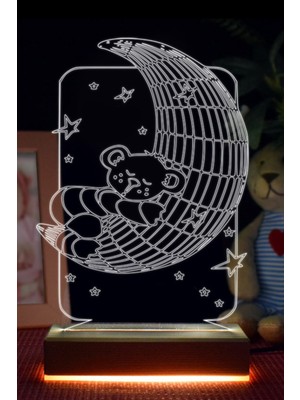 Empressco Bebekler Için Sevimli Ayıcık 3D LED Işık, Beyaz Renk