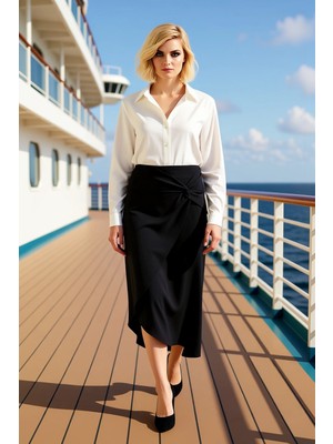 Benerly Kadın Aerobin Düz Midi Sarong Kalıp Etek Fonksiyonel Dayanıklı Kaliteli Konforlu Estetik Şık