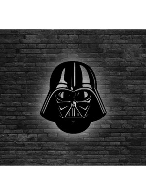 Empressco Ledli Ahşap Tablo, Siyah Darth Vader Figürü, Şık Dekorasyon Parçası